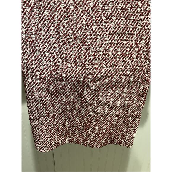 Vtg St John Knit Size 2 Skirt Suit Red & White Tweed Fringed Jacket Full Zip - Picture 14 of 16